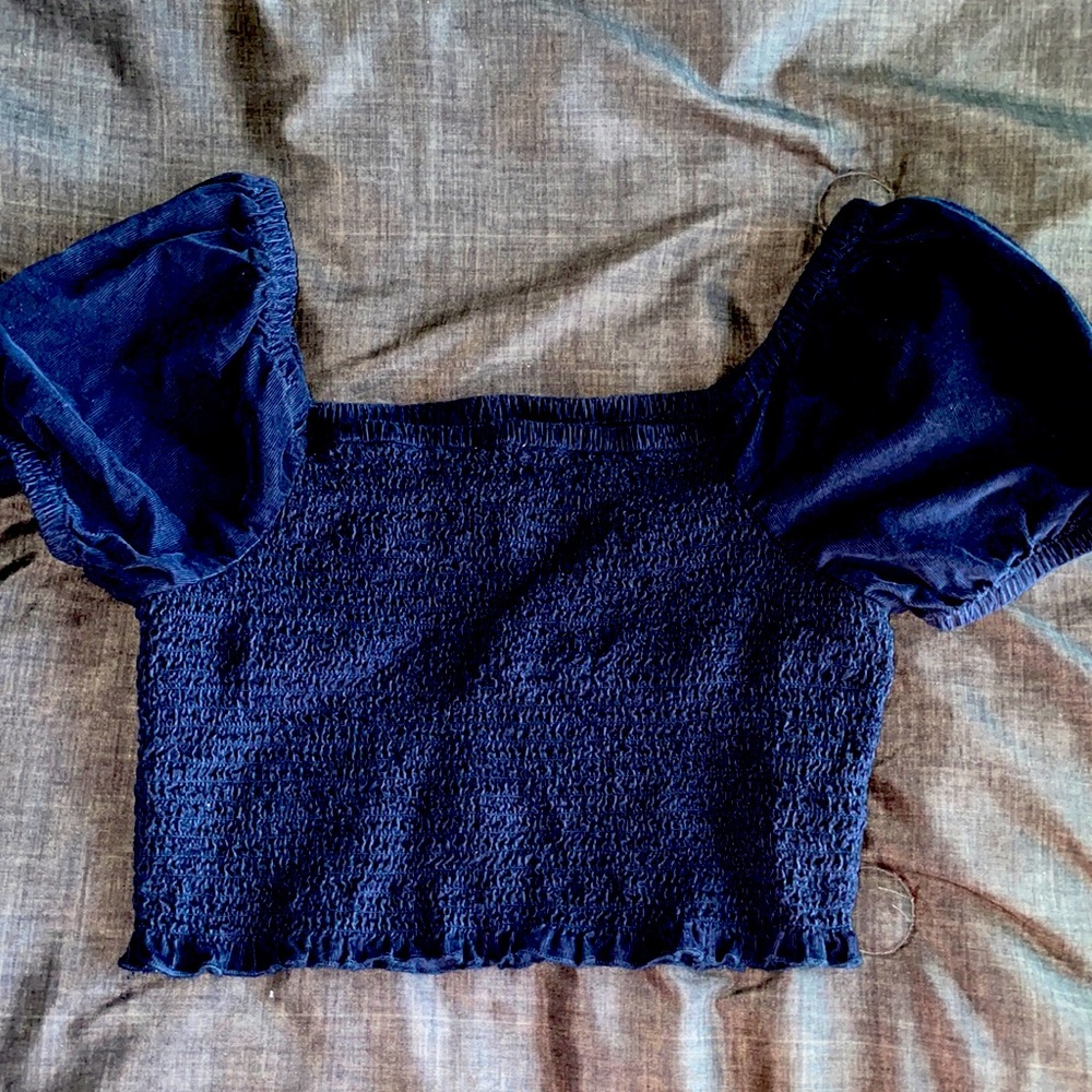 Navy Blue Crop Top